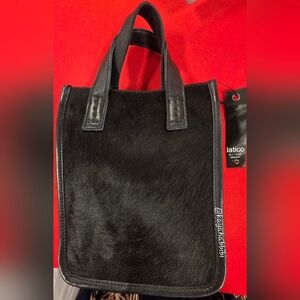 Latico Black Hair-On Leather MILO Crossbody Handbag by Latico Tote